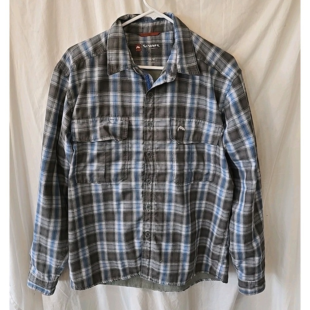 SIMMS Guide Series Flannel Lined Shacket Jacket‎ Plaid Men's Size M (Stain!!)